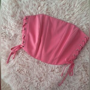 DO+BE Pink Lace-Up Crop Top